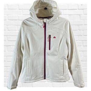 Snozu Performance XL Womens White Pink Purple Snowboarding Ski Jacket Waterproof